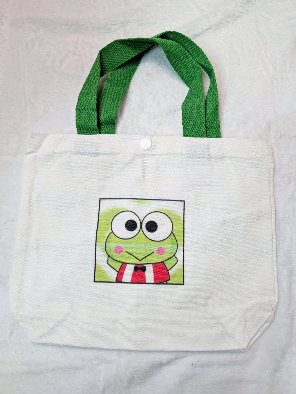 Sanrio Keropi Canvas Tote with Button Snap Closure